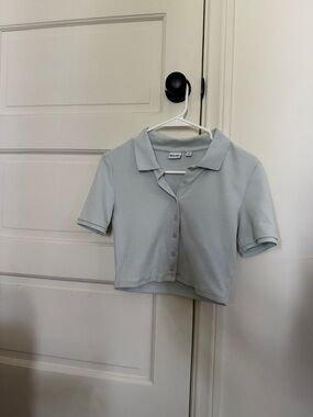 Aritzia Pale Blue Cropped Polo